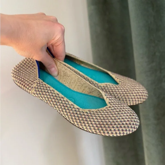 Rothy's Metallic Jewel Box Round Toe Ballet Flat - Tan/Pink/Teal - Size 7 *Rare* - Picture 5 of 9